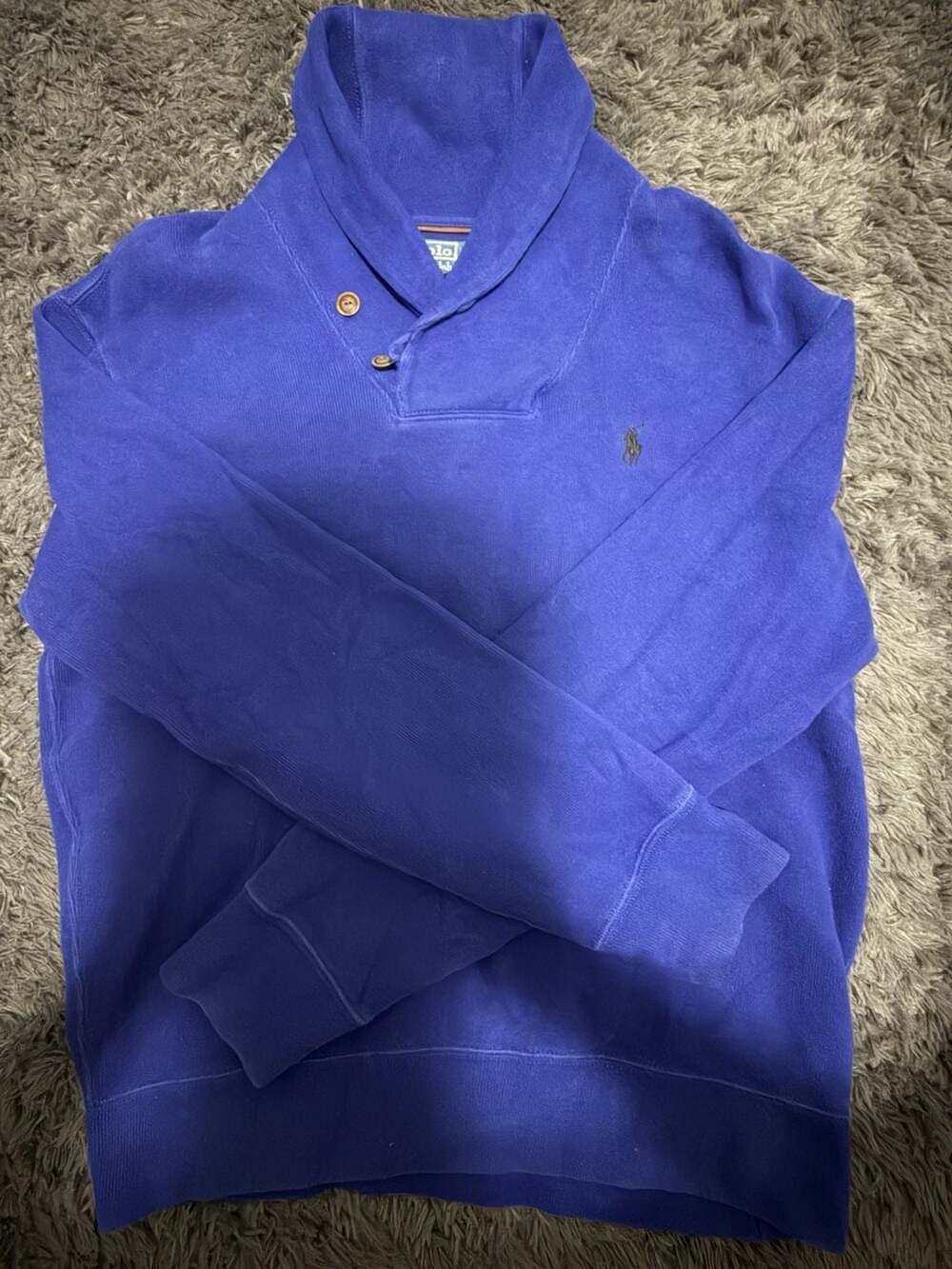 Polo Ralph Lauren Shawl Neck Sweatshirt Size M Blue Cotton
